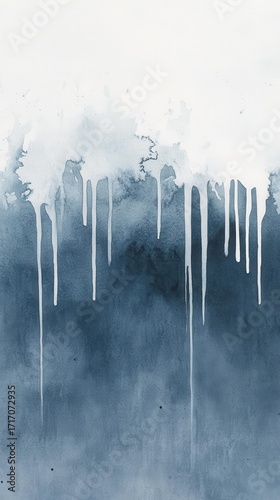 Abstract watercolor painting with serene paint drips in studio