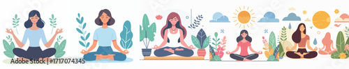 vector image of a woman meditating