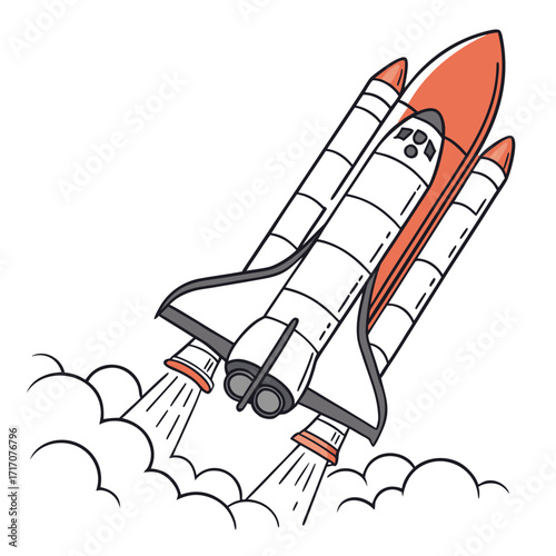 Space Shuttle Launching with Smoke Trails Illustration