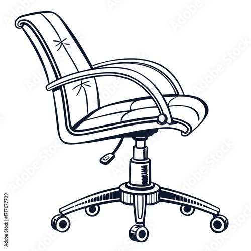Stylized Office Chair Line Art desk chair swivel chair