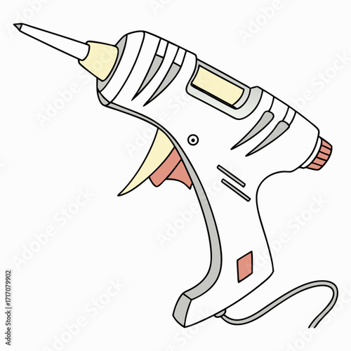 White Hot Glue Gun with Yellow and Red Accents craft tool