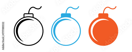 A vector graphic set of three bomb icons.
