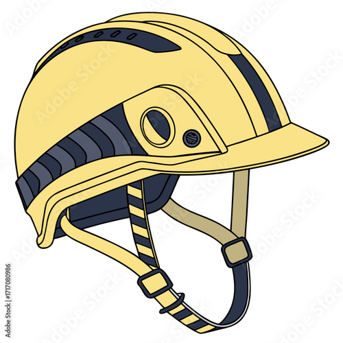 Yellow and Blue Construction Hard Hat with Straps helmet