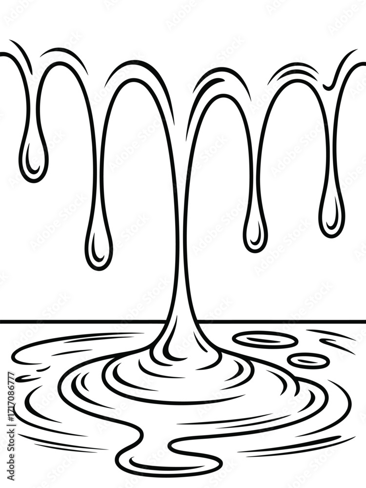 Obraz premium Black and white illustration of water splashing and dripping