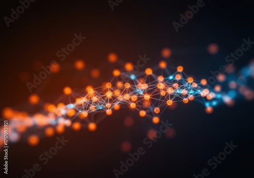 Abstract glowing particles forming a vibrant luminous wave of light and energy against a dark background