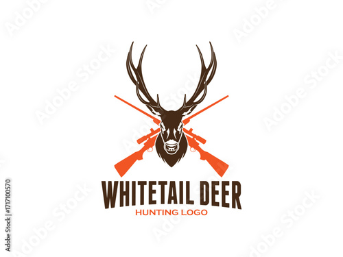 Whitetail Deer antlers collection of deer horns vector illustration