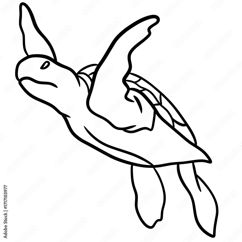 Fototapeta premium sea turtle sea animal cute doodle