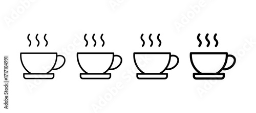 Coffee Cup Multiple Line Icon Element