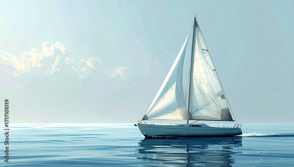 Fototapeta premium A 3D plastic sailboat with a soft, blurred background.
