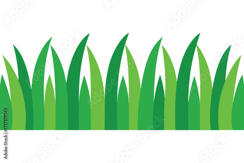 Green Grass Border Isolated on White Background, Representing Springtime Growth and Freshness