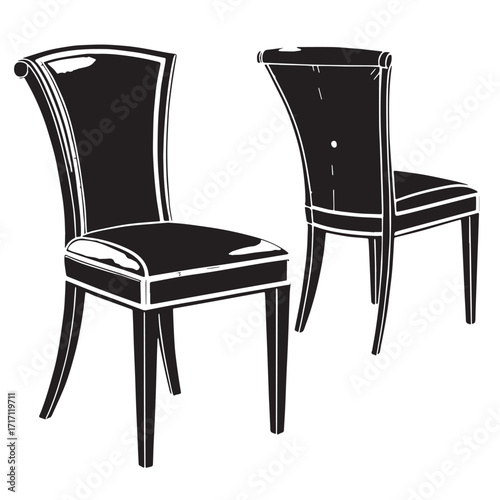 Black dining chairs Silhouette Vector, High Quality Illustration on White Background