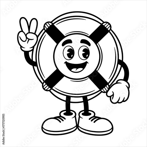 Cartoon Life Preserver Character Illustration