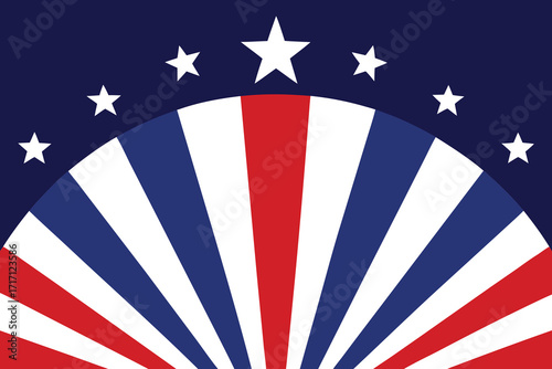 Patriotic American Banner Design Blue Sky with White Stars over Red and Blue Stripes