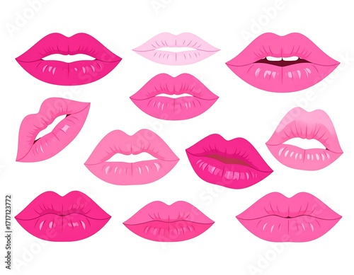 Pink Lips Collection Illustration.