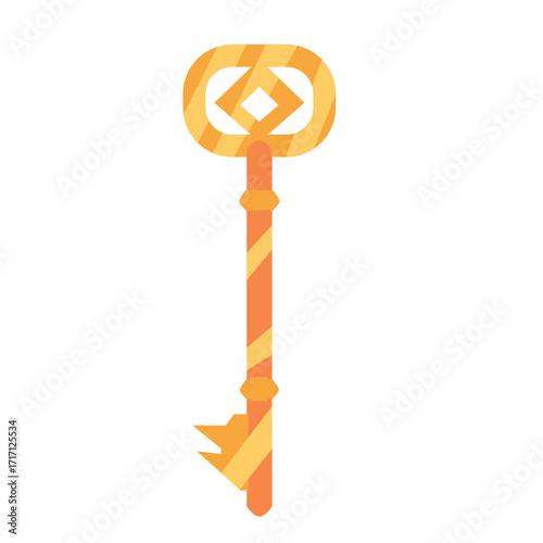 Colorful key design featuring geometric shapes on a white background, ideal for digital projects