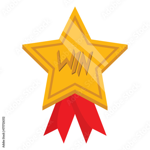 Bright yellow star shape with a red center, symbolizing achievement and excellence