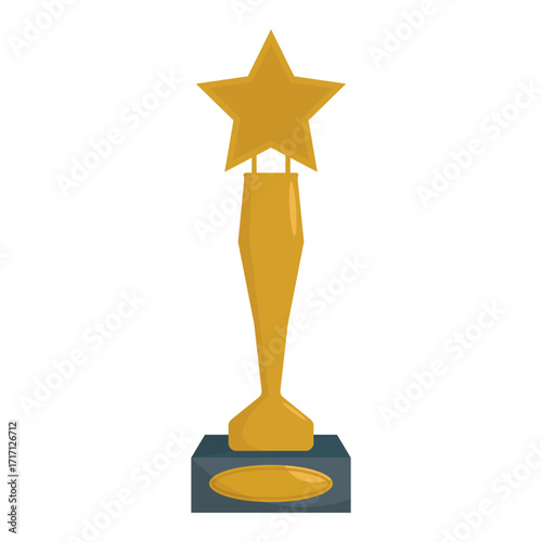 Golden trophy with a star design on a plain background, symbolizing achievement and success
