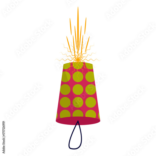 Colorful cartoon volcano erupting with bright orange lava and sparks against a white background