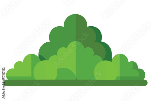 Stylized Green Bushes and Shrubbery Illustration on a White Background for Design Use
