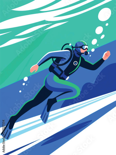  diving sport Illustrator Artwork Design Template Poster