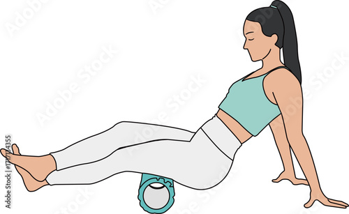 Fitness and Recovery Series - Woman Using Foam Roller on Hamstrings