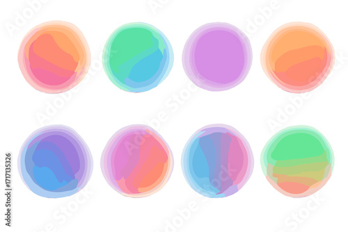 Grainy gradient shapes collection. Abstract aura circles with blur, soft edges and noise texture. Modern aesthetic vector elements for backgrounds, posters, vibrant design.