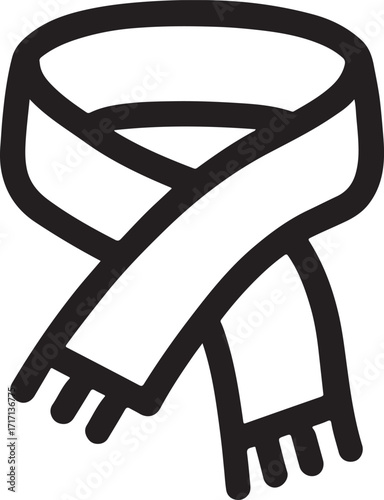 Minimal scarf outline icon, simple line art for fashion, winter wear, and accessory design.