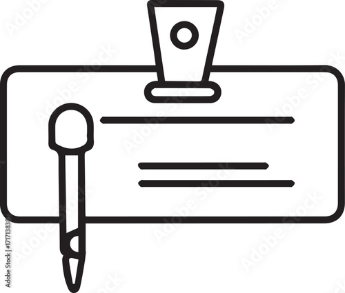 Sleek name tag icon with pen adds professional touch to any project, ideal for business cards, websites, or employee materials, instantly recognizable identity