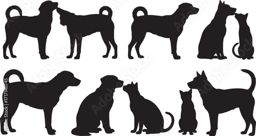 Dog and cat silhouettes collection