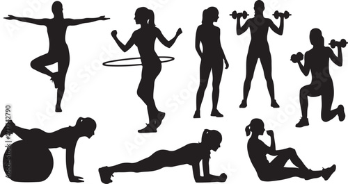Active women fitness silhouettes collection