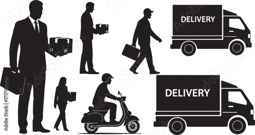 Delivery service icons silhouette set