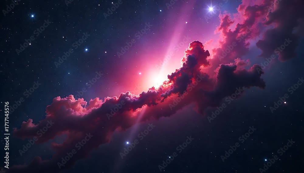 Fototapeta premium Stunning vibrant nebula glows with cosmic light amidst a starry night sky
