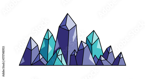 Colorful crystal cluster illustration for geological or mystical themed designs