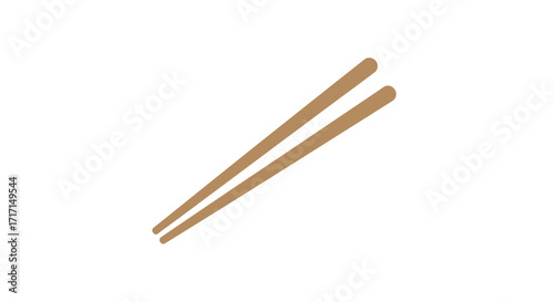 Minimalist illustration showcasing a pair of brown wooden chopsticks on a clean white background