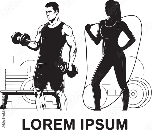 Fitness couple gym workout imagery