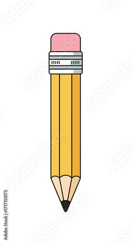 Vibrant yellow pencil illustration against white backdrop offering artistic charm and minimalistic