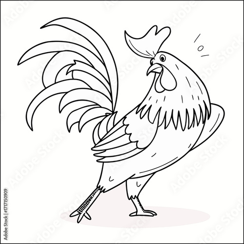 Cute Chickens Border with Floral on a Dark Background. Farm Animals Composition. Hand Drawn Vector Illustration.
