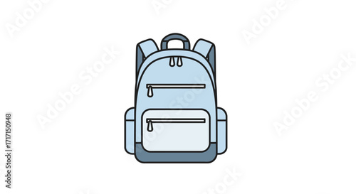 Illustration of a stylish and functional light blue backpack against white background