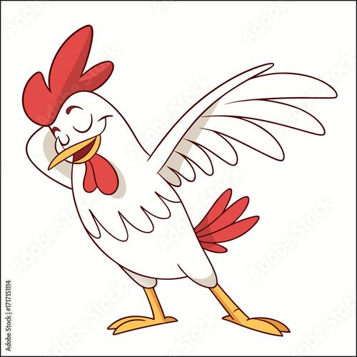 Cute Chickens Border with Floral on a Dark Background. Farm Animals Composition. Hand Drawn Vector Illustration.
