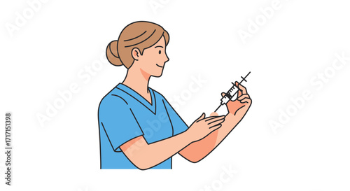 Female healthcare worker preparing injection meticulously for patient well being