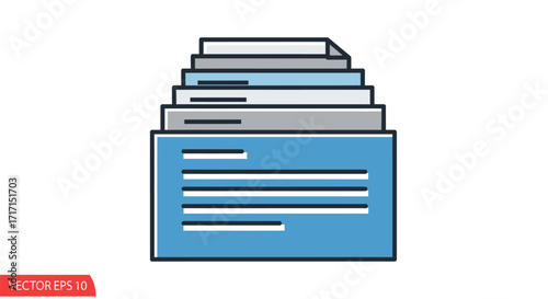 Illustration of a file cabinet with documents representing organization and storage