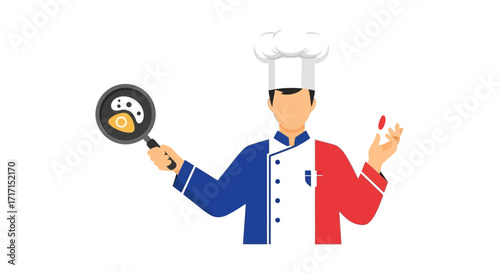 French Cuisine: A Chef Prepares a Classic Dish with National Pride and Flair