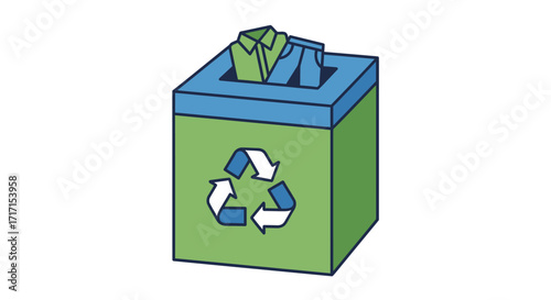 Clothing Recycling Bin Illustration Promoting Sustainable Fashion Initiatives and Eco-Friendly