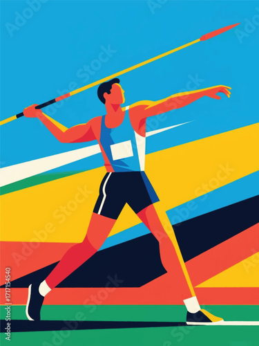 javelin throwing sport Illustrator Artwork Design Template Poster