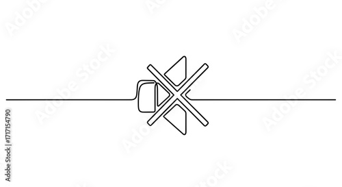 Close-up of mute button in line art style symbolizing silence