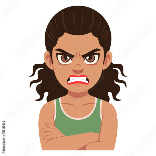 Angry woman flat style cartoon vector