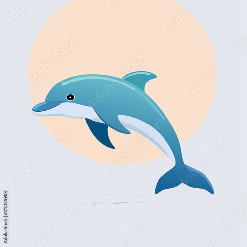 Playful Dolphin Leaping Joyfully A Minimalist Aquatic Illustration of Marine Life