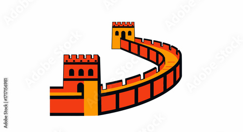 Illustration of the Great Wall of China, representing history and culture travel destination