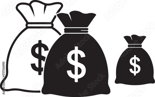 Money bags finance wealth symbols