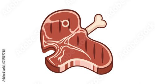 Delicious T-bone Steak Cartoon Illustration for Culinary Delights and Grilling Fun